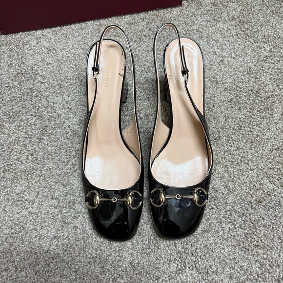 Gucci slingback horsebit black patent leather pumps 9.5 39.5 - Picture 8 of 8